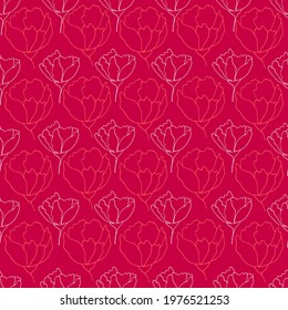flower buds contour vector seamless pattern botanical illustration heads of flowers on a contrasting background