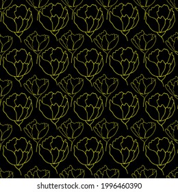 los brotes de flores contorno vector patrón sin fisuras cabeza de flores en un fondo contrastante