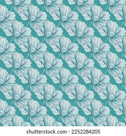 Flower buds seamless pattern ornament. Line style. Floral vintage outline endless background. Design for fabric, textile print, wrapping, cover. Vector illustration