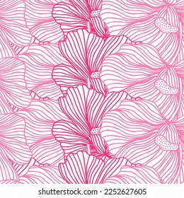 Blütenknospen nahtlose Muster-Ornament. Linienstil. Blumenvintage umreißen endlosen Hintergrund. Design für Stoff, Stoffdruck, Umhüllung, Abdeckung. Vektorgrafik