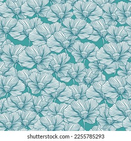 Las flores se inundan en el adorno de patrones. Estilo de línea. Fondo interminable del contorno vintage floral. Diseño para tela, impresión textil, envoltura, cubierta. Ilustración del vector