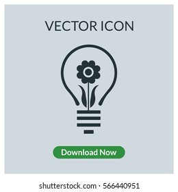 Flower in bulb vector icon