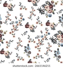 flower bunch with black background seamless pattern