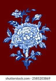 Flower Bunch Design With Blue Color Matching