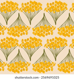  flower bunch on an endless background. the tansy pattern. flower bunches in a cute style