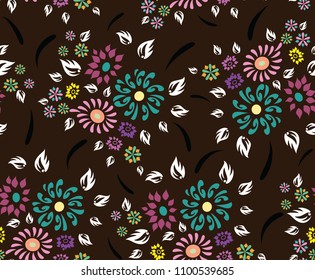 flower bunch pattern on brown background