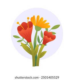 Manojo de flores. Ramo floral de verano. Ilustración vectorial.