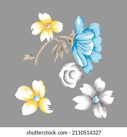 flower bunch textile print work