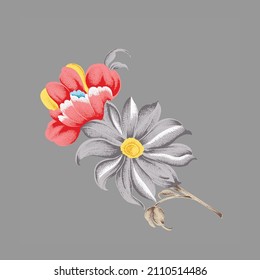 flower bunch textile print work