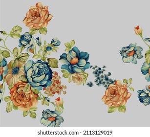 flower bunch textile print work on background illustration