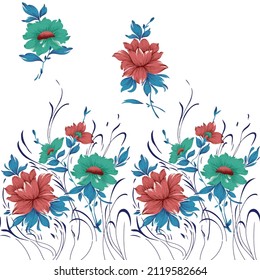 trabajo de impresión textil de ramas de flores