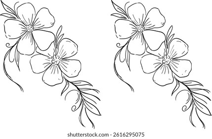 flower bunch vector line art 