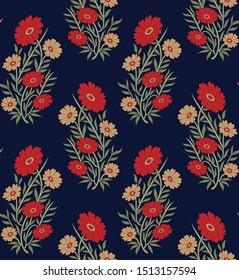 flower bunches pattern on navy background