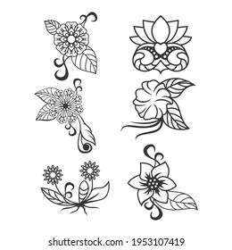 Flower bundle with line art style design vector