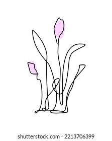 flower bush one line. floral pattern for interior decor. blooms in the garden