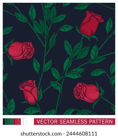 Arbusto de rosas. Patrón sin costuras. Vector gráfico