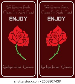 Arbustos de flores, jardinería de rosas, rosas de reliquias, esquina de rosas, esquina de alimentos Golaps, diseño de camiseta flor de rosa roja e ilustración vintage de fondo de chocolate, logotipo de rosa roja - Ilustración vectorial, 