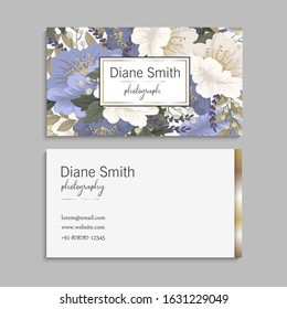 Flower business cards light blue