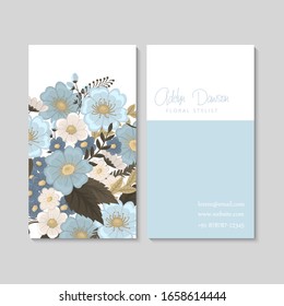 Flower business cards light blue