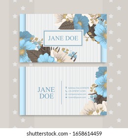 Flower business cards light blue