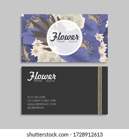 Flower business cards light blue