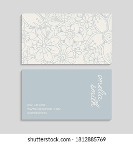 Flower business cards light blue   