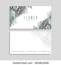 Flower business cards light blue   