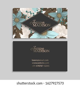 Flower business cards mint green