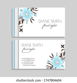 Flower business cards mint green