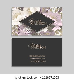 Flower business cards pink flowers