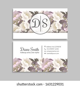Flower business cards pink flowers