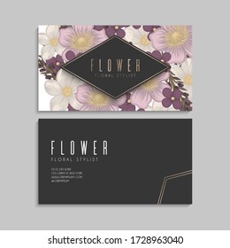 Flower business cards pink flowers