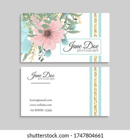 Flower business cards pink flowers