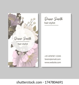 Flower business cards pink flowers