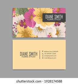 Flower business cards pink flowers