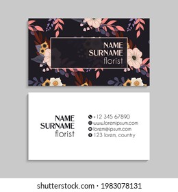 Flower business cards pink flowers
