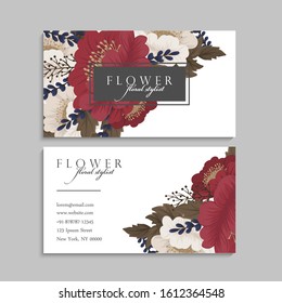 Flower business cards red flowers