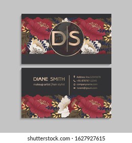 Flower business cards red flowers