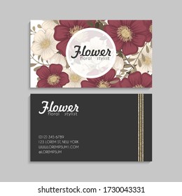 Flower business cards red flowers