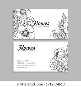 Flower business cards white and black