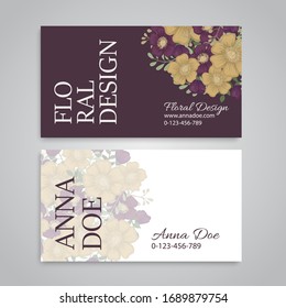 Flower business cards yellow flowers