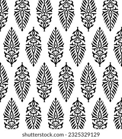 Patrón de buti de flores, fondo de flores abstractas en blanco y negro para diseño, tela, textil, envoltura, etc.