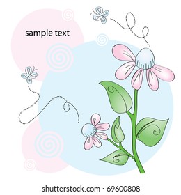 Flower and butterflies - greeting card with place for your text