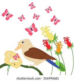 flower and butterflies pattern bird