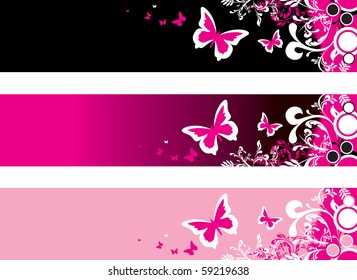 flower and butterfly banners