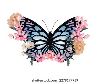 flower butterfly design illustration vector