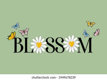 flower with butterfly design vector design