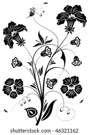 Flower with butterfly, element for design, vector illustration