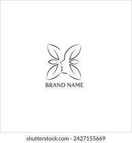 flower butterfly face beauty fashion logo template