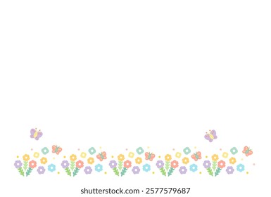 Flower and butterfly frame illustration (no text)